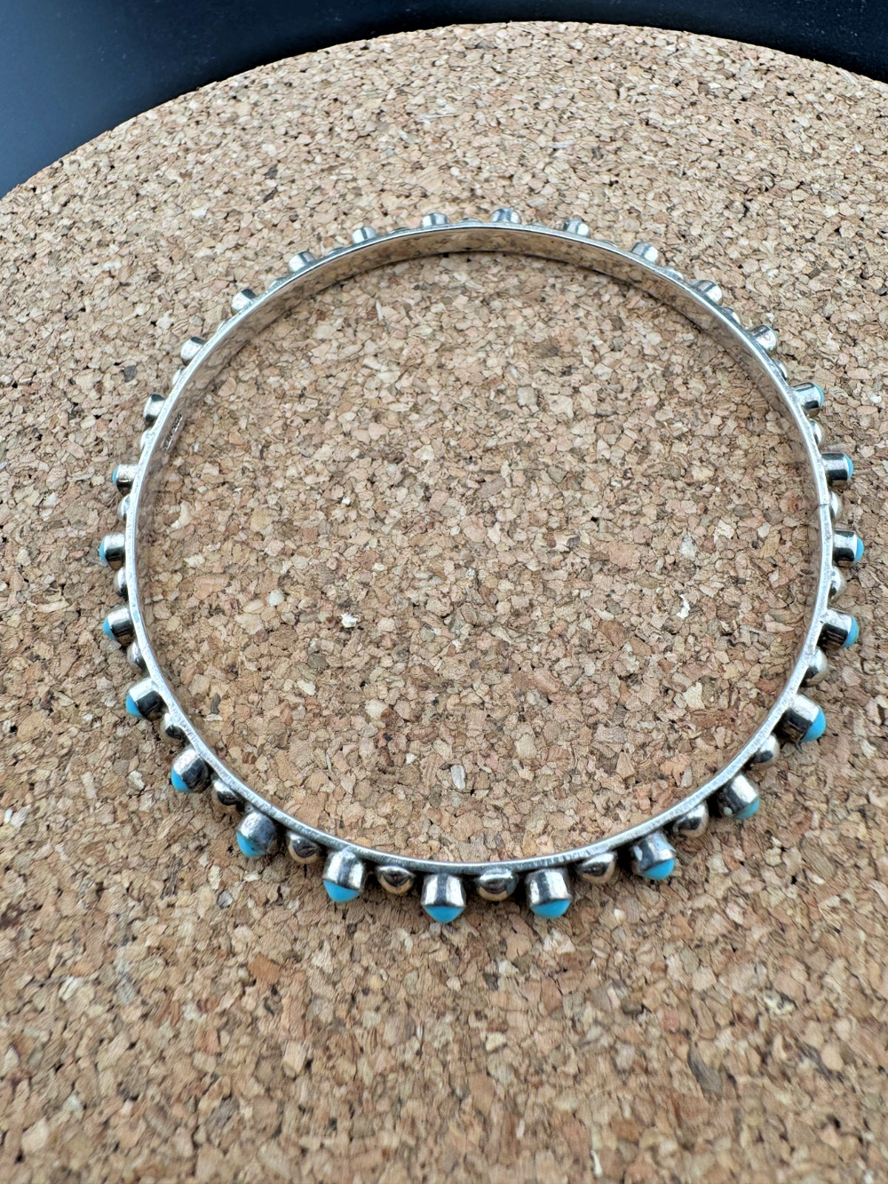 Vintage Sterling Silver 925 Turquoise Bangle Bracelet